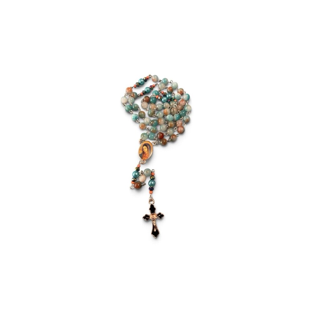 Handmade Blue Pink Dyed Quartz Holy Spirit Dove Confirmation Catholic Rosary